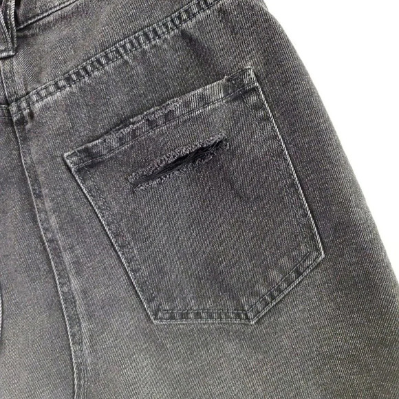 We The Free People Black Brea Cutoff Distressed Denim Destroyed Mini Skirt 28 - Picture 6 of 9